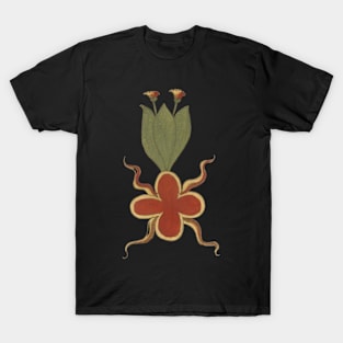 Red Flower Herbal Medieval Plant Lover Romantic Spiritual Art T-Shirt